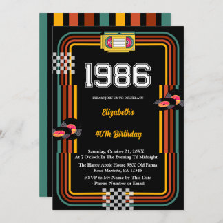 1986 Retro Cassette Disco 40th Birthday Kaart