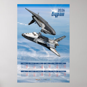 1986 Sovjet Buran Spaceshuttle Rendezvous-agenda Poster