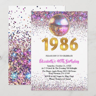 1986 Trendy Glitter Disco 40e Verjaardag Kaart
