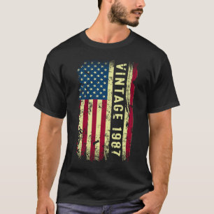 1987 Amerikaanse vlag 36 jaar oud 36e geboorte T-shirt