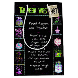1987 Birthday Trivia Fact Medium Gift Bag Cadeauzakje