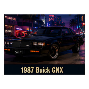 1987 Buick GNX Miami Retro 1980s Amerikaans Perfect Poster