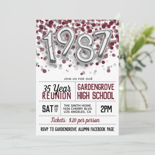 1987 Uitnodiging tot hereniging van het High Schoo (Staand voorkant)