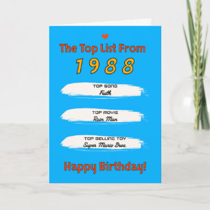 1988 Toplijst Verjaardag Kaart