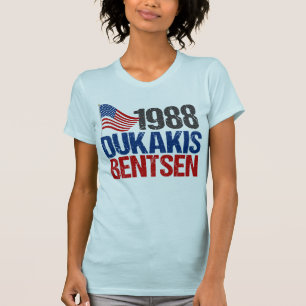 1988 Verkiezing van de heer Dukakis Bentsen Retro T-shirt