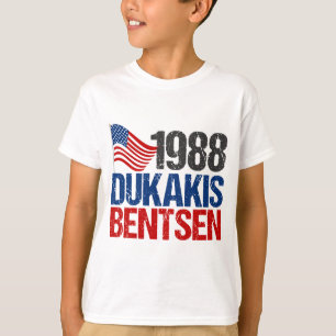 1988 Verkiezing van de Vintage van Dukakis Bentsen T-shirt