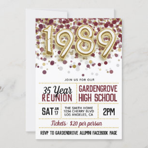 1989 High School College Reunion Uitnodiging
