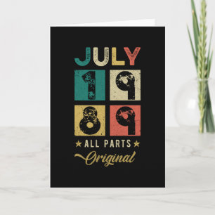 1989 juli Verjaardag Retro Kaart