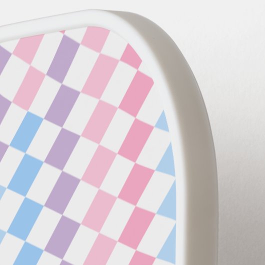1990s 2000s Y2K Pastel Voeg Naam Retro Checkerboar Pickleball Paddle (Links Detail)