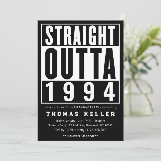 1990s Hip Hop Verjaardagsfeest Uitnodiging (Staand voorkant)