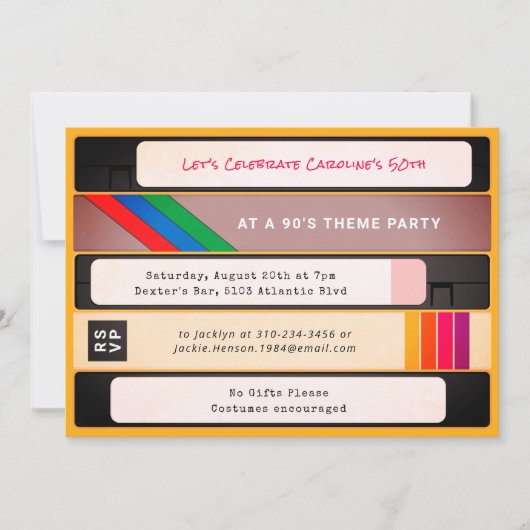 1990s VHS Tape 90's Verjaardagsfeest Kaart (Voorkant)