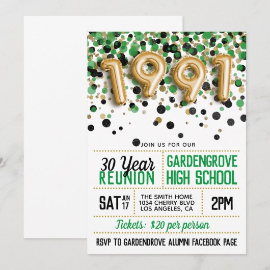 1991 Reunion middelbare school Kaart (Voorkant / Achterkant)