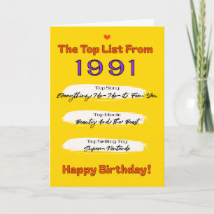 1991 Top Lijst Verjaardag Kaart