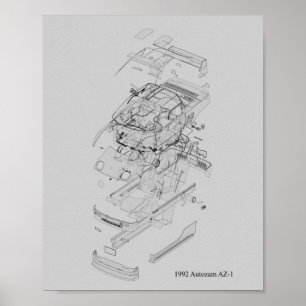 1992 Autozam AZ-1 Blueprint Poster