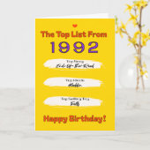 1992 Top Lijst Verjaardag Kaart (Gele Bloem)