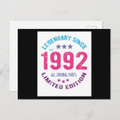 1992 Vintage Verjaardag Briefkaart (Voorkant / Achterkant)