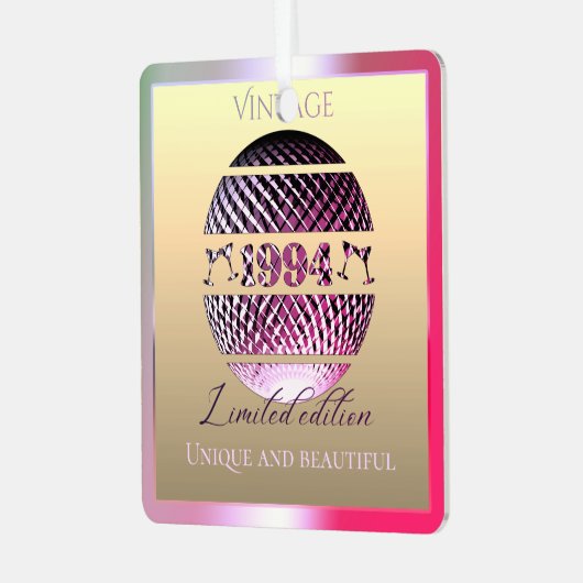  1994 30ste verjaardag roze metalen ornament (Voorkant links)