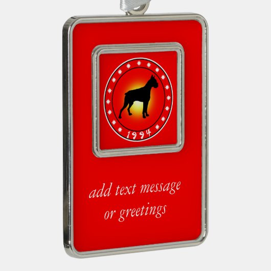 1994 Jaar van de Hond Verzilverd Kader Ornament (Rechts)