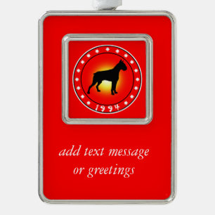 1994 Jaar van de Hond Verzilverd Kader Ornament