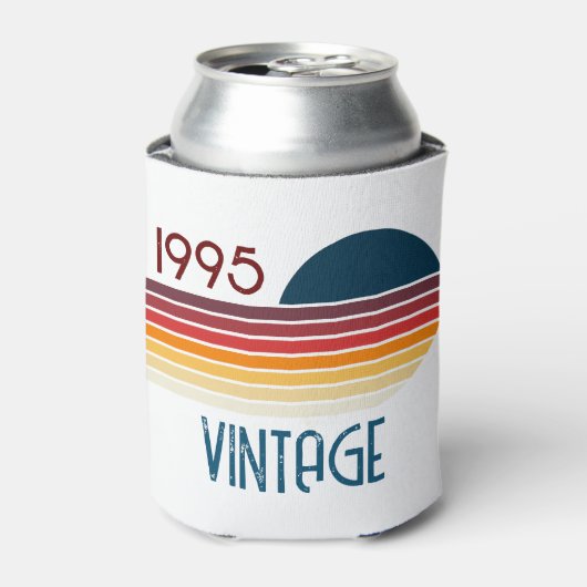 1995 Retro Stripe Zon 30e Verjaardag Blikjeskoeler (Blikje Voorkant)