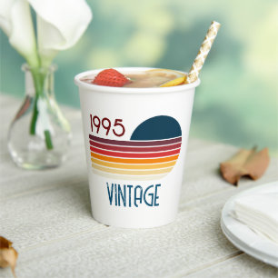 1995 Retro Stripe Zon 30e Verjaardag Papieren Bekers