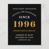 1996 Budget 30th Birthday Invitation Black Gold Flyer (Voorkant)