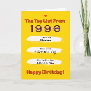 1996 Toplijst Verjaardag Kaart