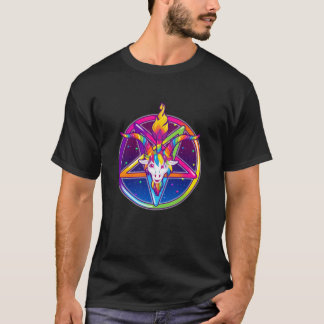 1997 Neon Rainbow Baphomet Pentagram T-shirt