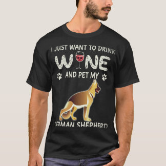 19 Ik wil gewoon wijn drinken en mijn Duitse herde T-shirt