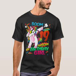 19 jaar oude bommenstrips Unicorn Dabbing 19th T-shirt