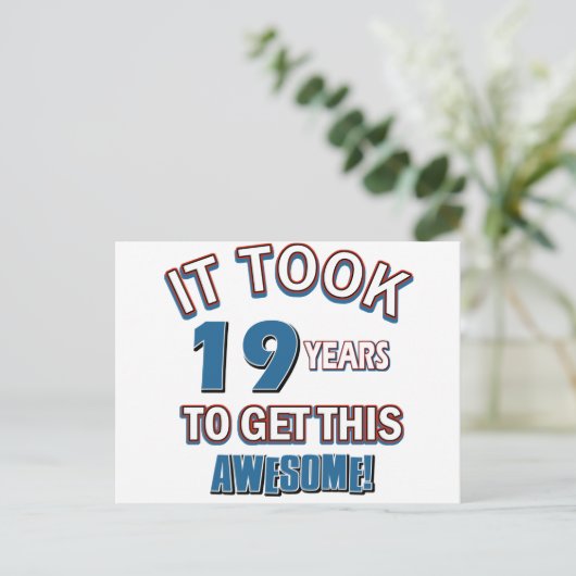 19 jaar oude design briefkaart (Staand voorkant)