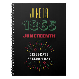19 juni 1865 Juneteenth Black History Fireworks Notitieboek