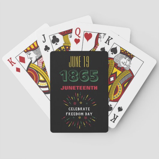 19 juni 1865 Juneteenth Black History Fireworks Pokerkaarten (Achterkant)