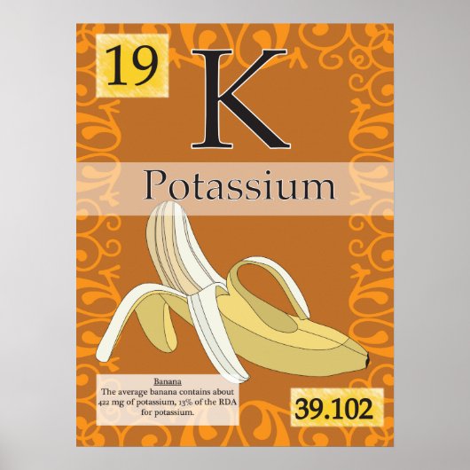 19. Kalium (K) Periodieke tabel van de elementen Poster (Voorkant)