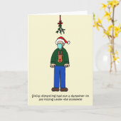 19-kerst Mistletoe Cartoon Kaart (Gele Bloem)