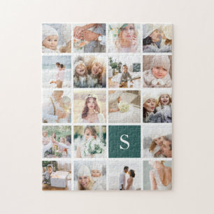19 Square Photo Collage & Monogram Legpuzzel