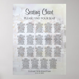 19 Tabel White Reflections Wedding Seating Chart Poster
