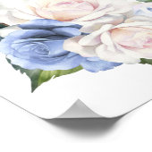 19 Tableau Bleu Blanc Rose Floral Platine (Coin)