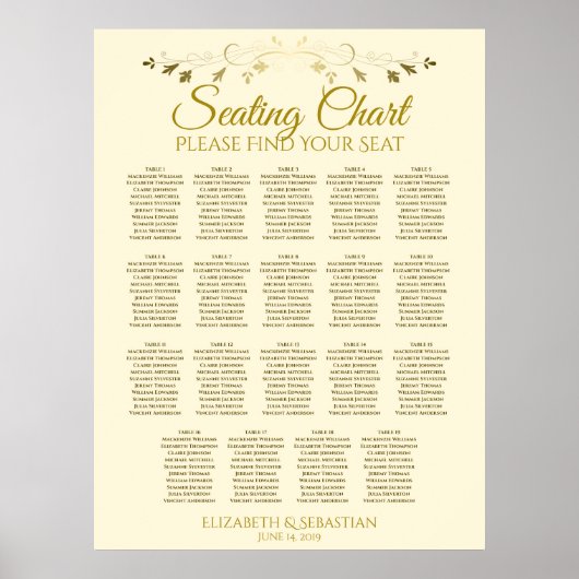 19 Tableau Élégant Mariage à crème dorée (Devant)