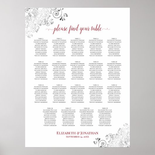 19 Tableau Frilly Mariage Tableau Sièges blanc et (Devant)