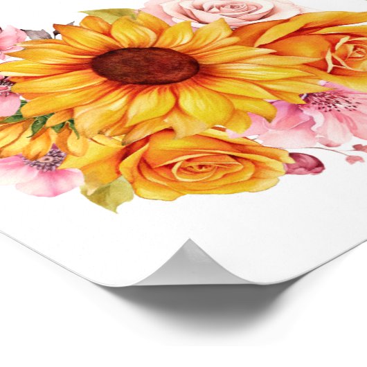 19 Tableau Tableau Mariage floral rose jaune (Coin)