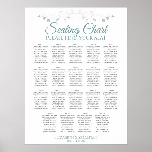 19 Tableau Tableau Turquoise et gris Mariage (Devant)