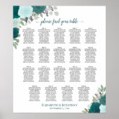 19 Tableau Turquoise & Aqua Floral Mariage Tableau (Devant)