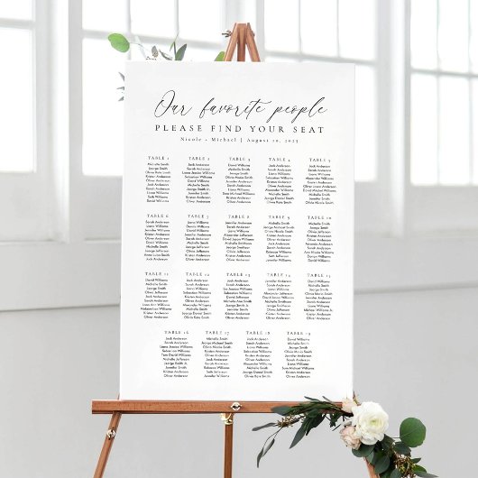 19 Tables Favorite People Acrylic Seating Chart