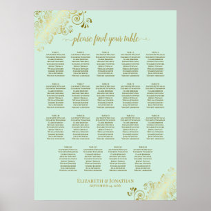 19 Tafel - Tafel - Groen en gouden bruiloft - Zitk Poster