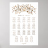 19 Tafel Wit Bloemen Bruiloft Zitkaarten Poster (Voorkant)