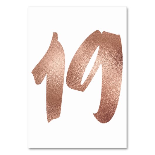 19 Tafelnummer White Metallic roze Rose Gold (Voorkant)