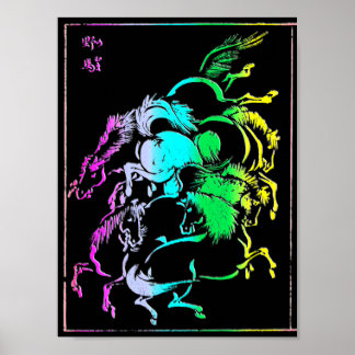 19b Groep paarden Poster