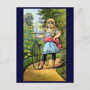 19de C. Girl en haar Tricycle Briefkaart