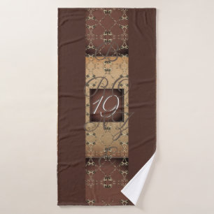 19de Jubileum van de bruiloft Dark Bronze Monogram Bad Handdoek